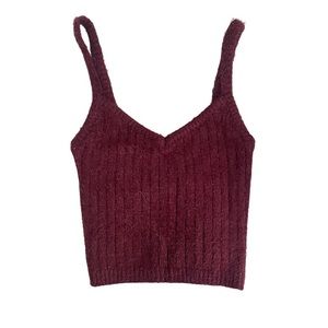 Forever 21 Fuzzy Burgundy Tank Top Size S